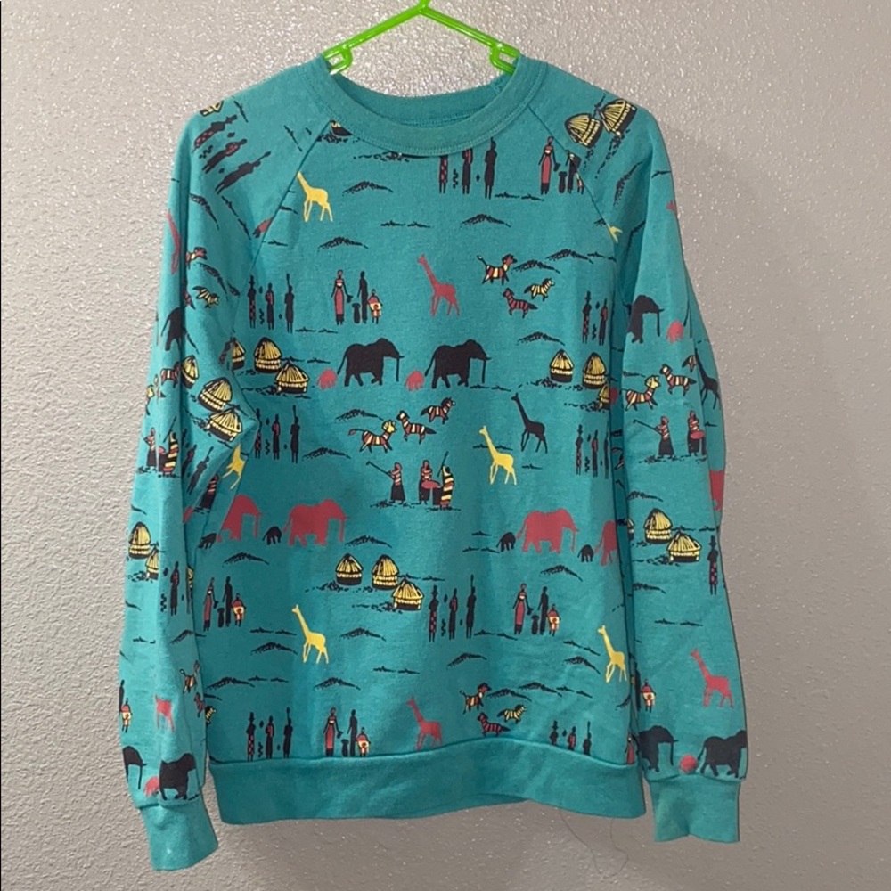 UO Green Sweater - African Print